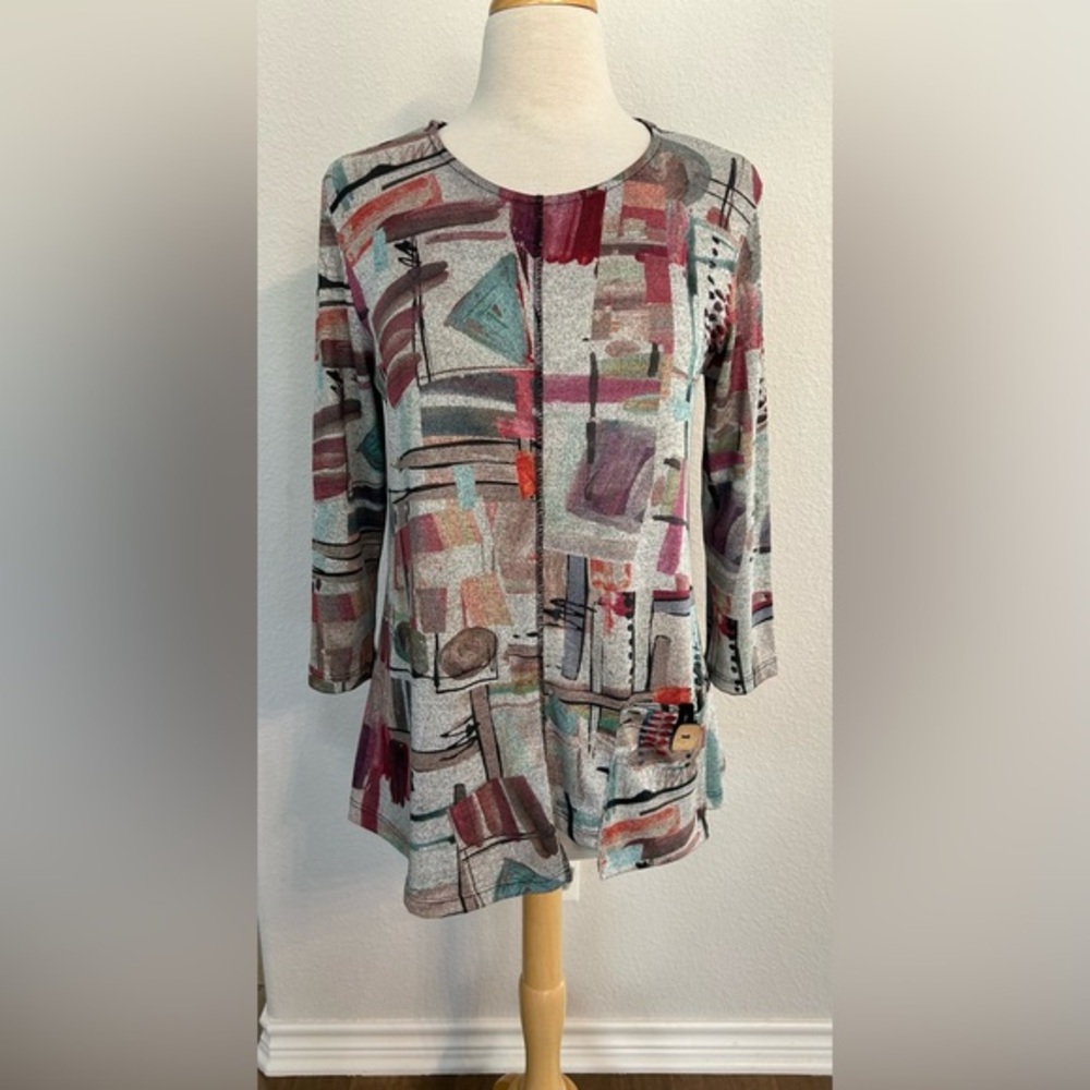 Jess And Jane Abstract Villa Multicolor Tunic Top Small
